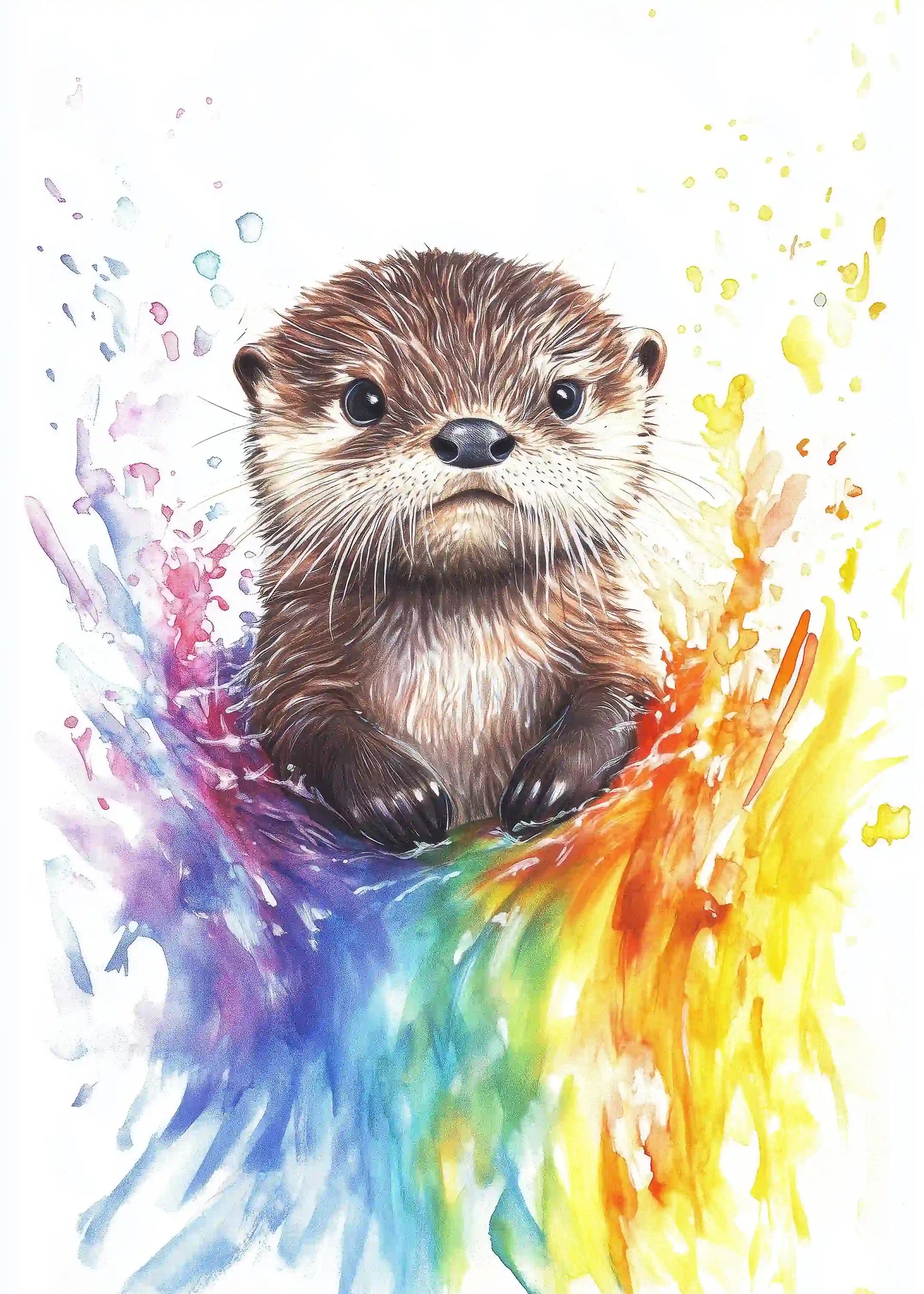 Otter umgeben von bunten Farben