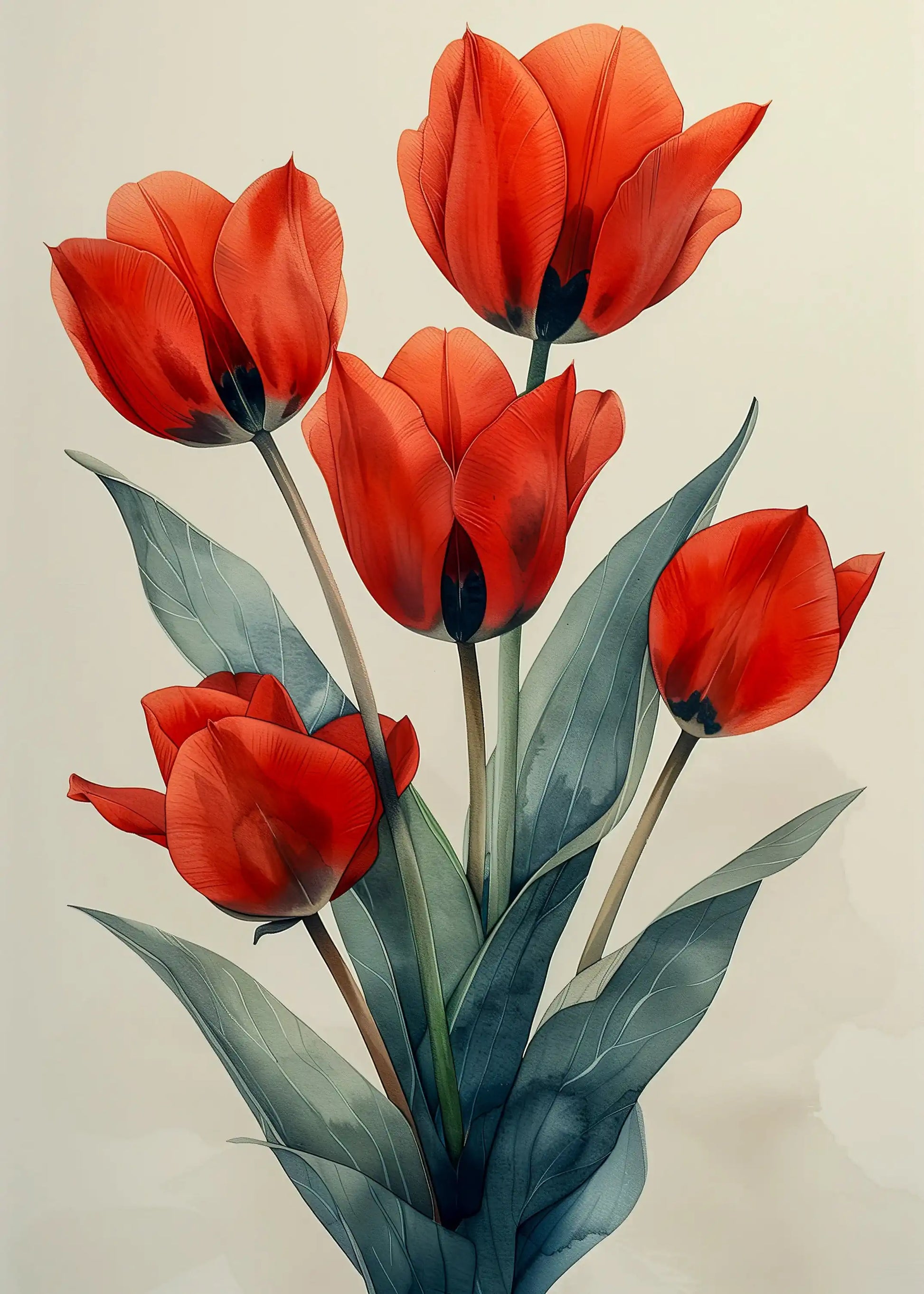 Grußkarte mit roten Tulpen