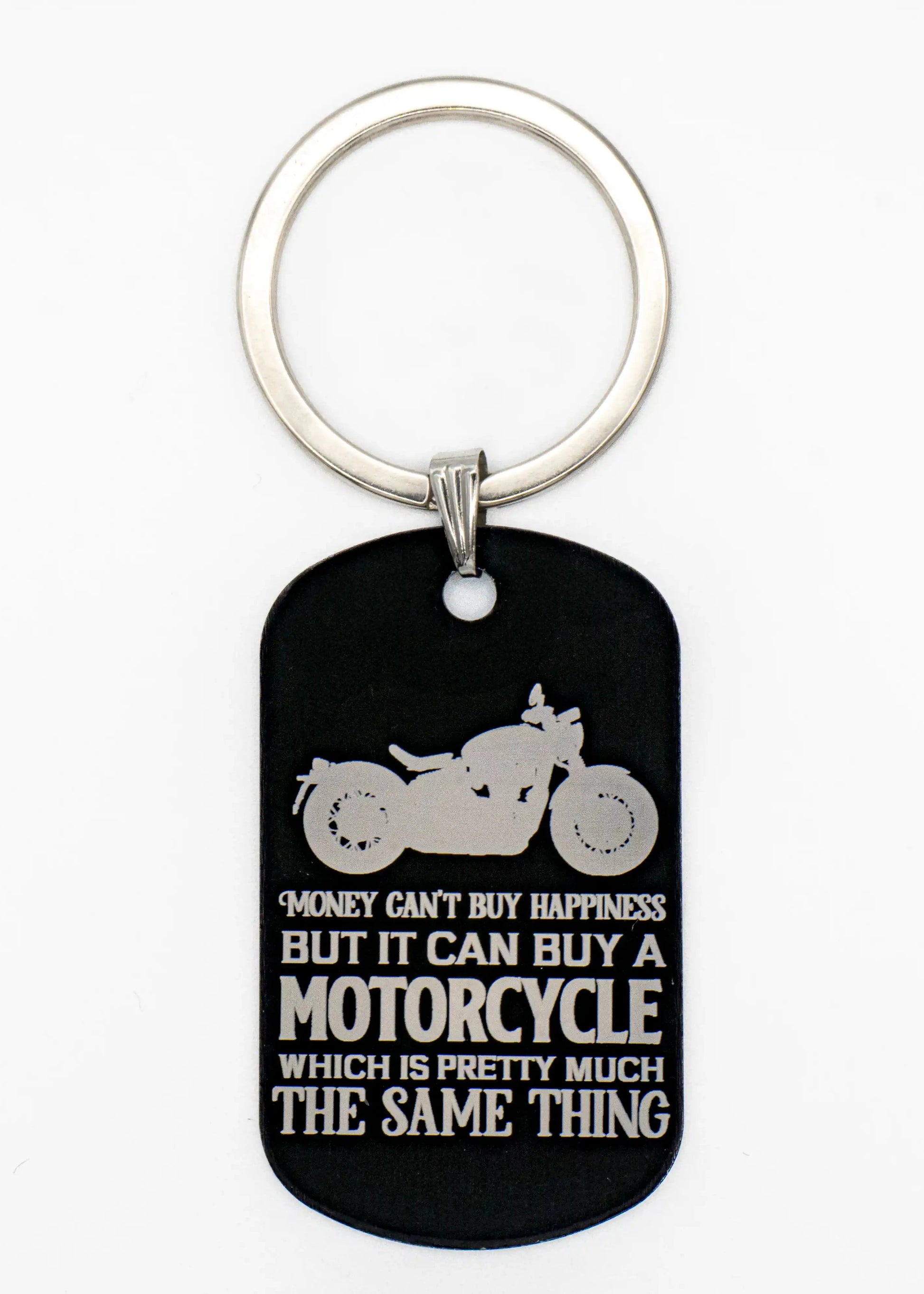 Schlüsselanhänger mit Spruch und Motorad Symbol